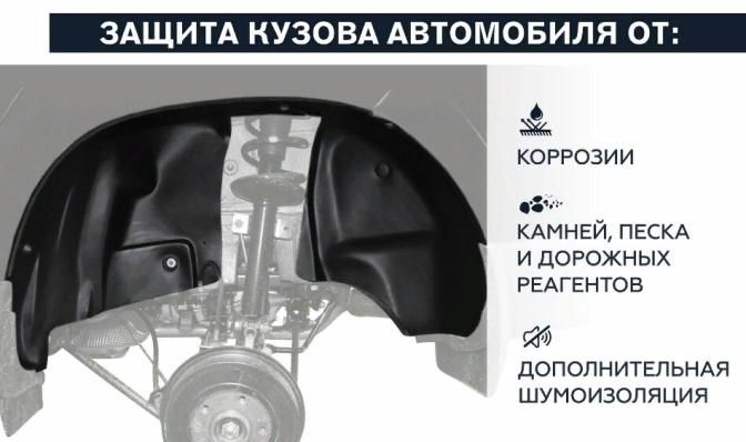 Подкрылки для Chevrole Aveo 2003-2011 задняя пара Ново Пласт